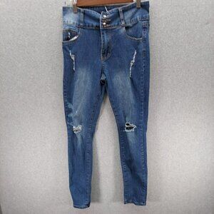Lola Jeans Women's Lola High Rise Straight Size 9 Medium 3 Button Distressed